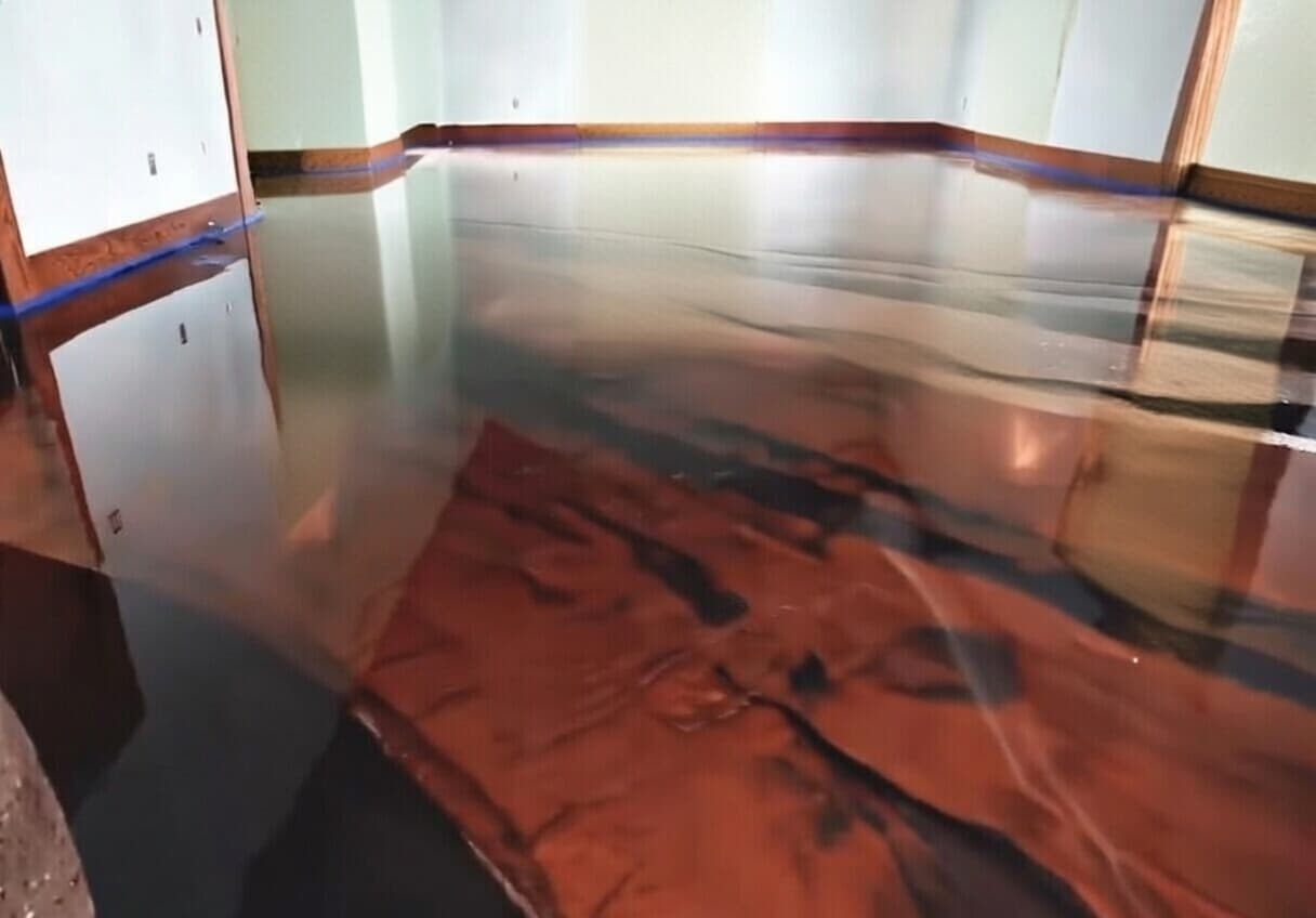 Copper Vein metallic epoxy flooring example – stunning swirl pattern in Toronto