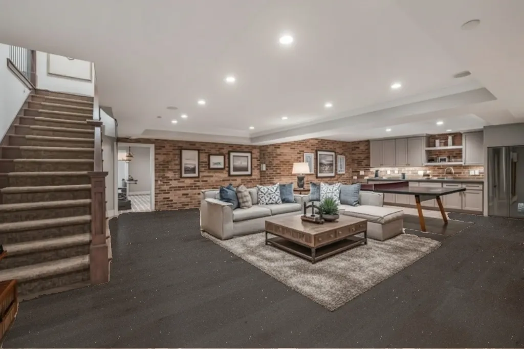 Carbon flake epoxy floor in a basement