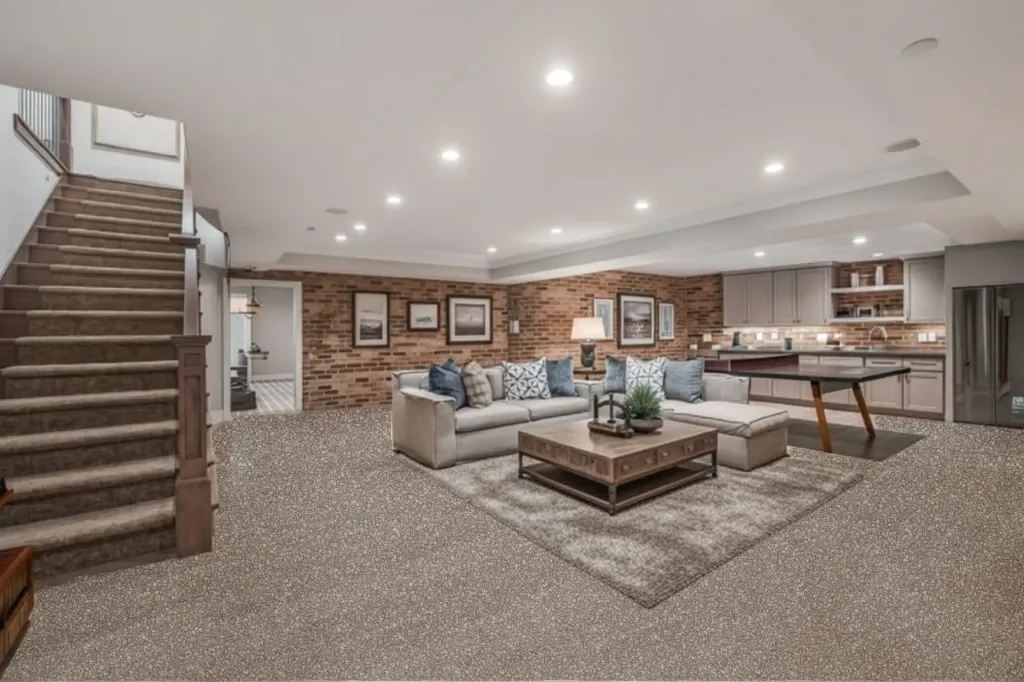 Pumice flake epoxy floor in a basement