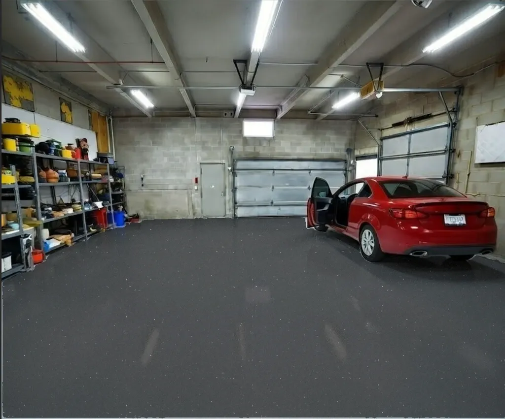 Obsidian flake epoxy floor