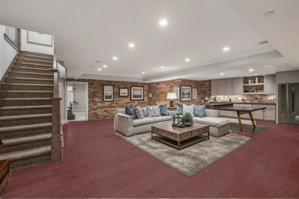 Garnet flake epoxy floor in a basement