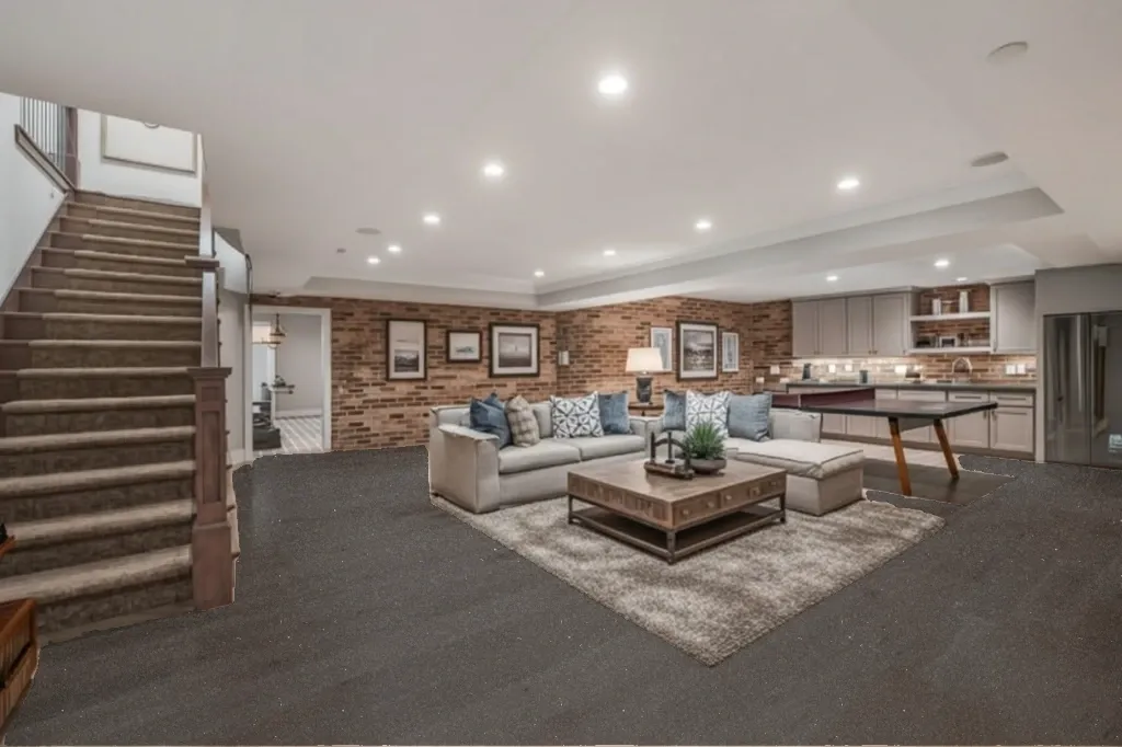Basalt flake epoxy floor in a basement
