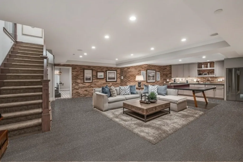 Dolerite flake epoxy floor in a basement