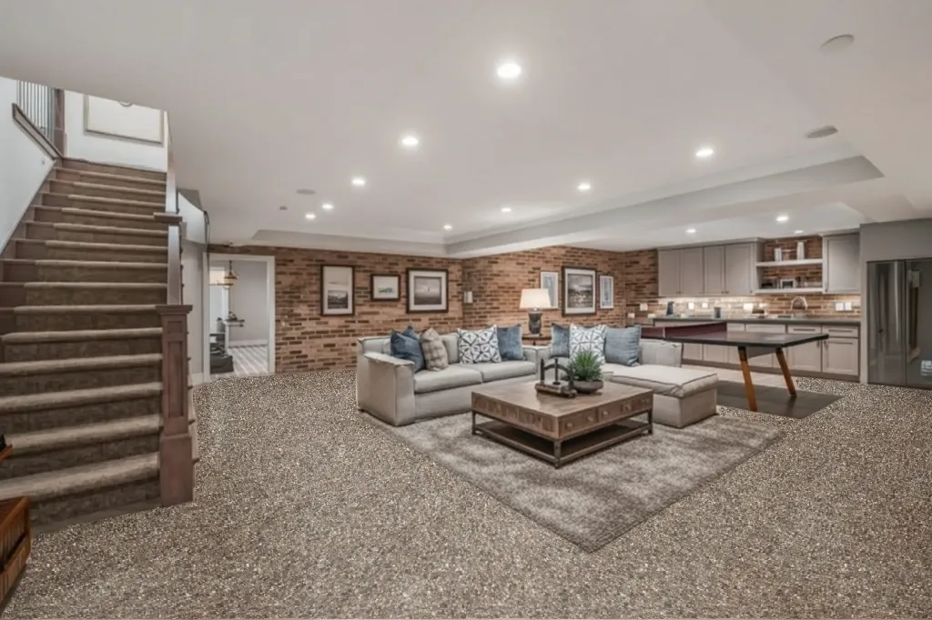 Outback flake epoxy floor in a basement