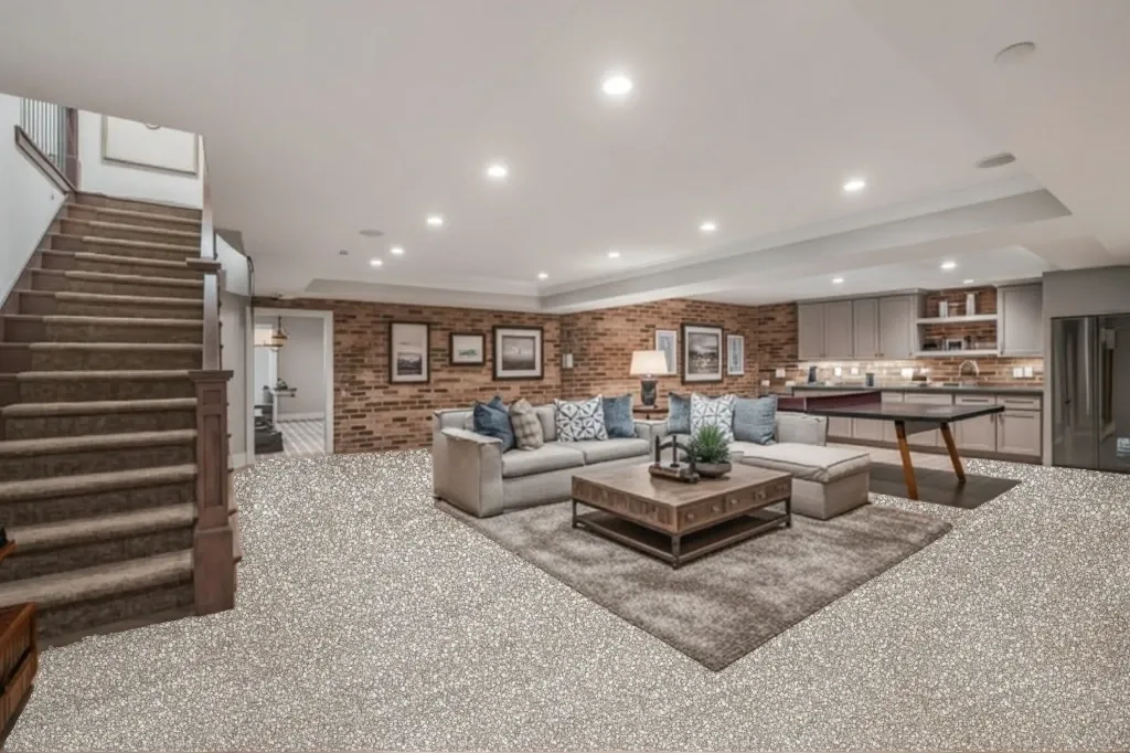 Sand Dollar flake epoxy floor in a basement