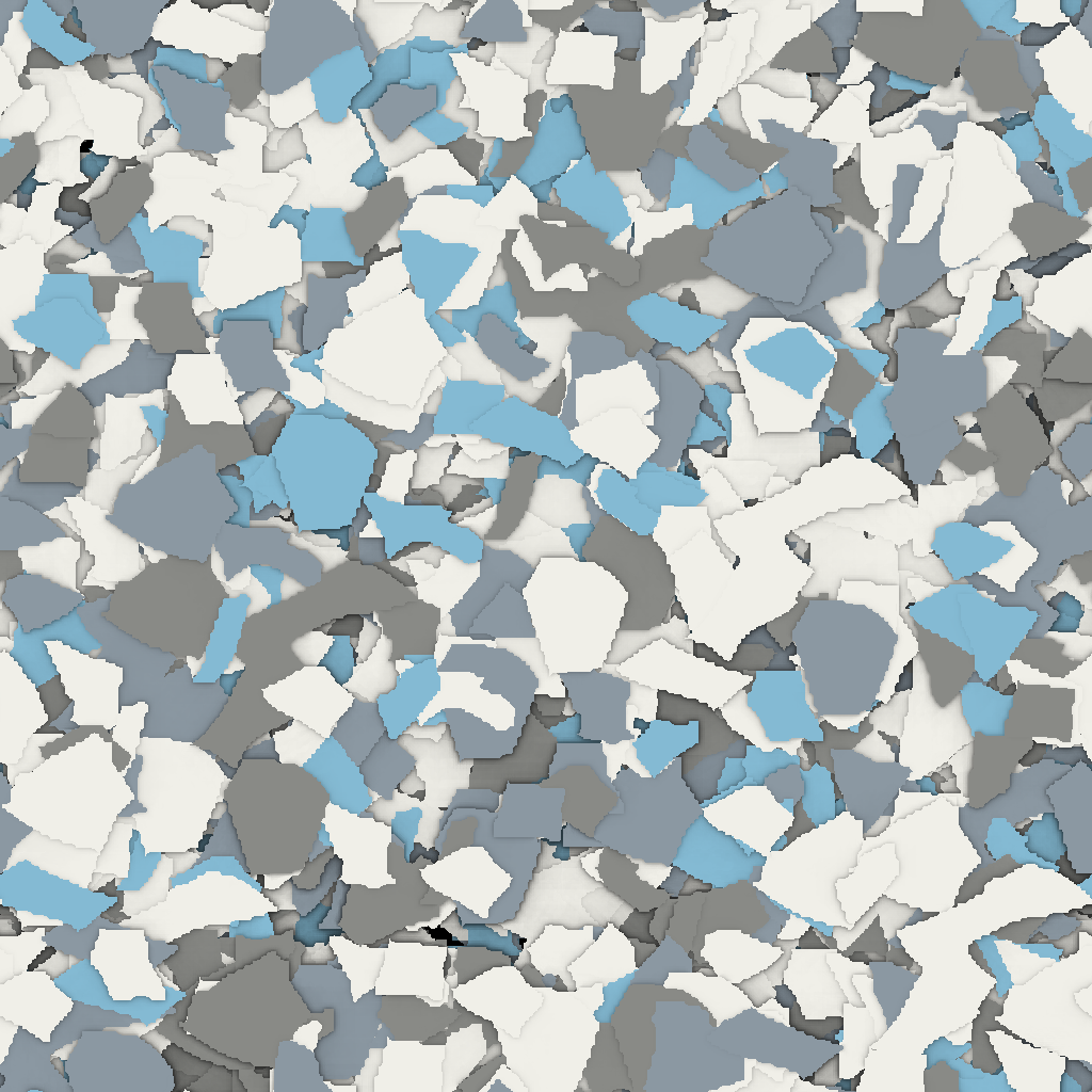 Close-up of Ice Blue (FB-425) epoxy flake chips